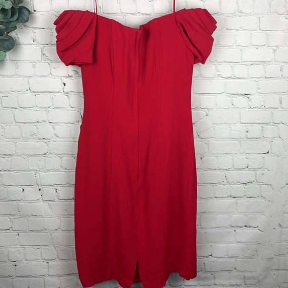 EN FRANCAIS by Huey Waltzer NWT Red Off the Shoulder Cocktail Vntg Dress size 10 - Picture 2 of 7